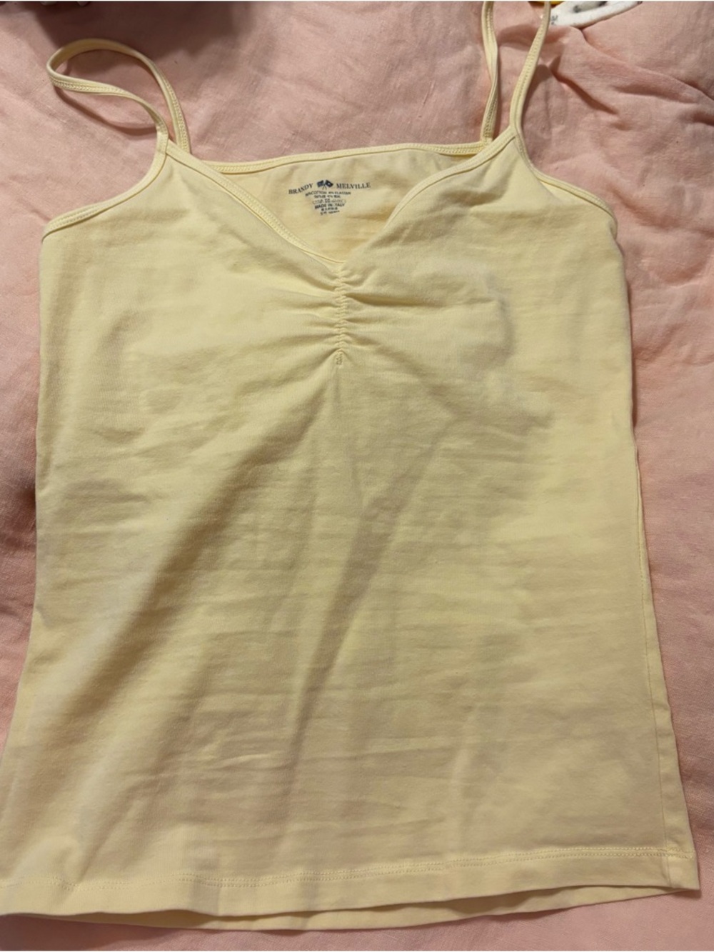 Yellow Ruched Spaghetti Strap Tank Top